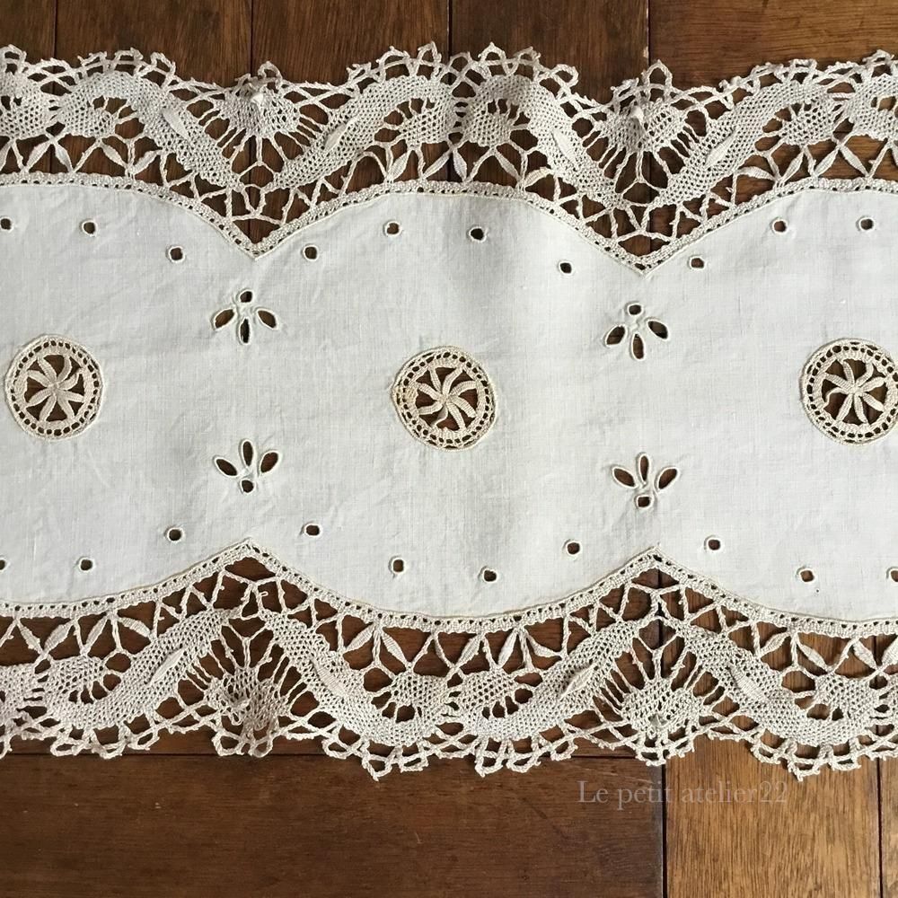 年末SALE！アンティークレース　ポワンドヴェニス　テーブルランナー　ショール アンティークレース ポワンドヴェニス テーブルランナー ショール