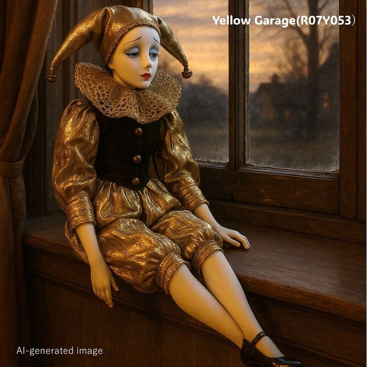 ポーセリン人形 ヴィンテージ アルルカン風ポーセリン人形 45cm ゴールド衣装