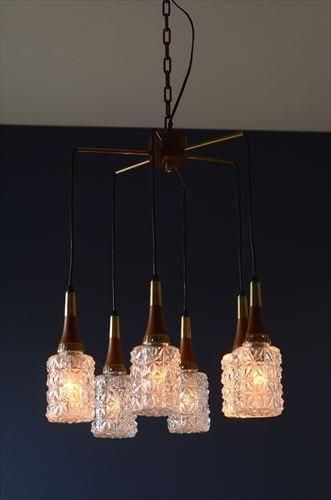 ドイツ製 1960年代頃の6灯カスケードランプ シャンデリア ミッド