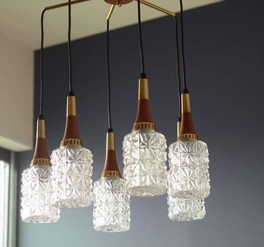 ドイツ製 1960年代頃の6灯カスケードランプ シャンデリア ミッド