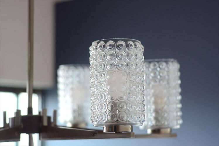 ドイツ製 1960年代頃の6灯ガラスシャンデリア ミッドセンチュリー