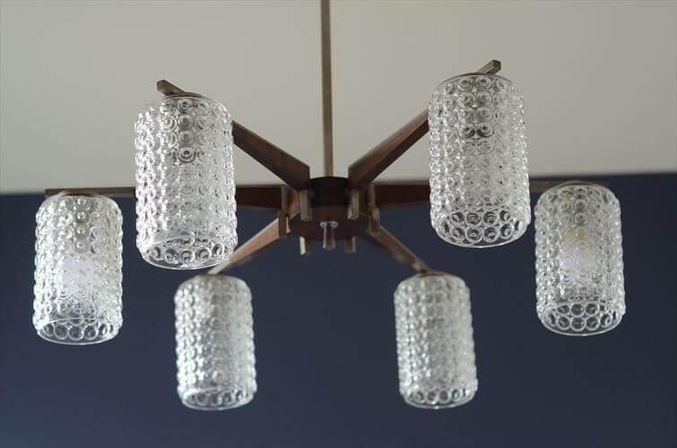 ドイツ製 1960年代頃の6灯ガラスシャンデリア ミッドセンチュリー