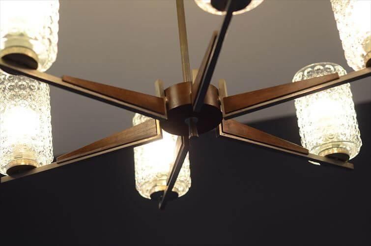 ドイツ製 1960年代頃の6灯ガラスシャンデリア ミッドセンチュリー