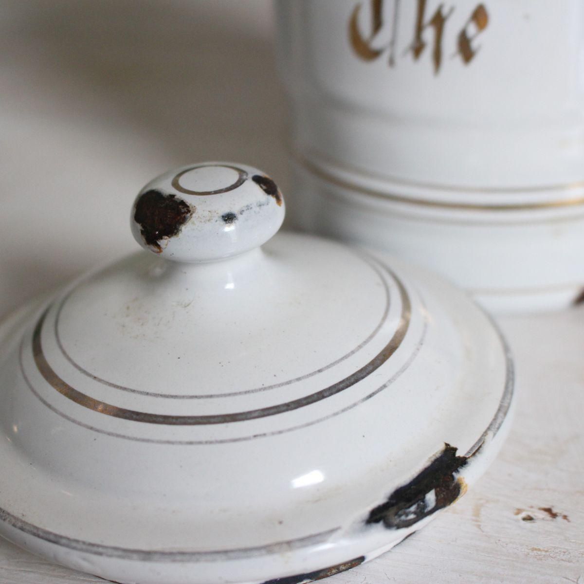 ★フランス・アンティーク・蓋付きキャニスター★蚤の市★ヴィンテージ★ガラス瓶★ 青花柄 蓋付きガラス保存瓶 キャニスター 1.5L フランスビンテージ