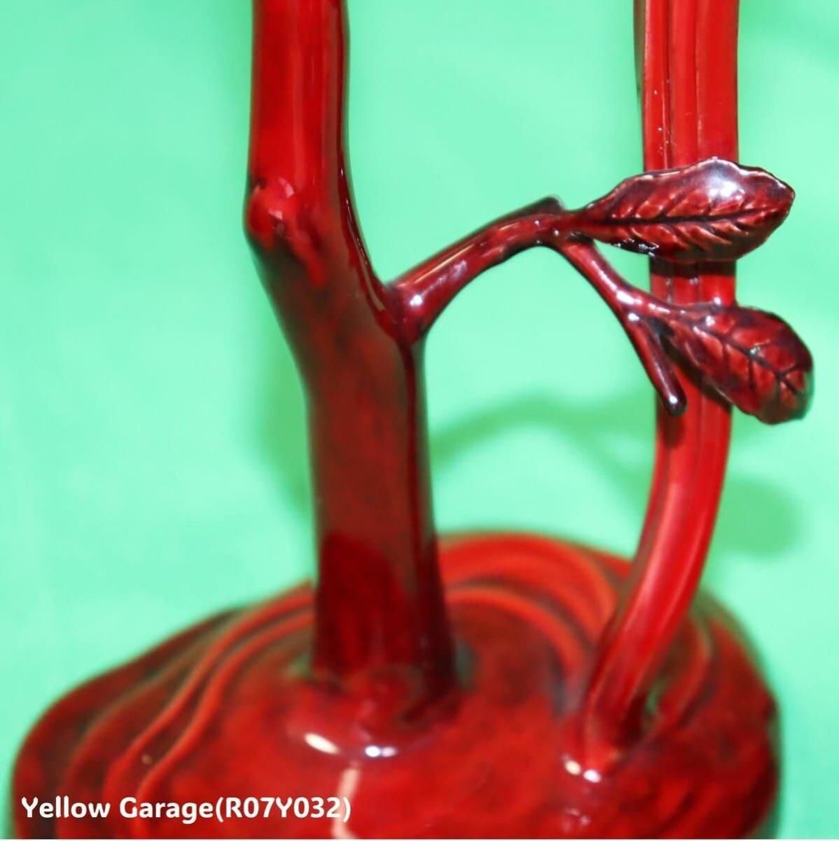 希少・Noritake（ノリタケ）赤釉オナガドリ陶磁器像／ヴィンテージ／高