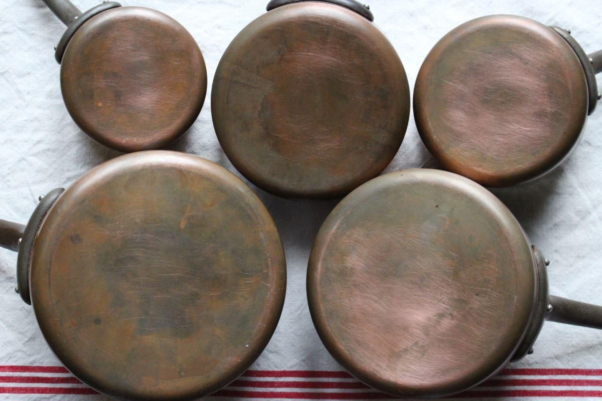 フランス 銅鍋 片手鍋 シェフ用 プロ仕様 コッパー 刻印　ヴィンテージ フランス 銅鍋 片手鍋 シェフ用 プロ仕様 コッパー 刻印 ヴィンテージ