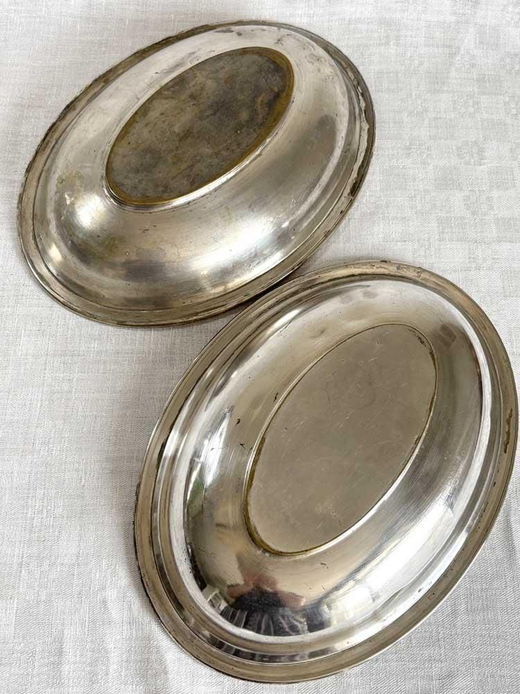 ビンテージ　シルバー楕円形サービングトレイ サービングプレート 2個セット シルバープレート パーティープレート