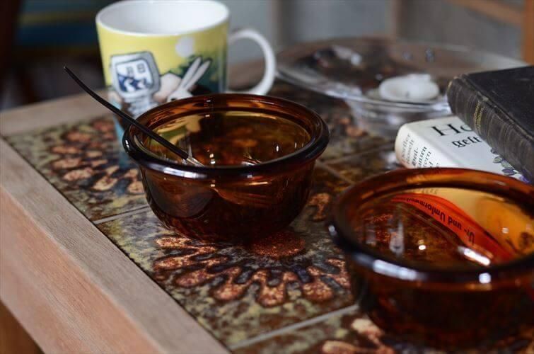 フィンランド製 Nuutajarvi Luna ガラスボウル ブラウン φ11cm