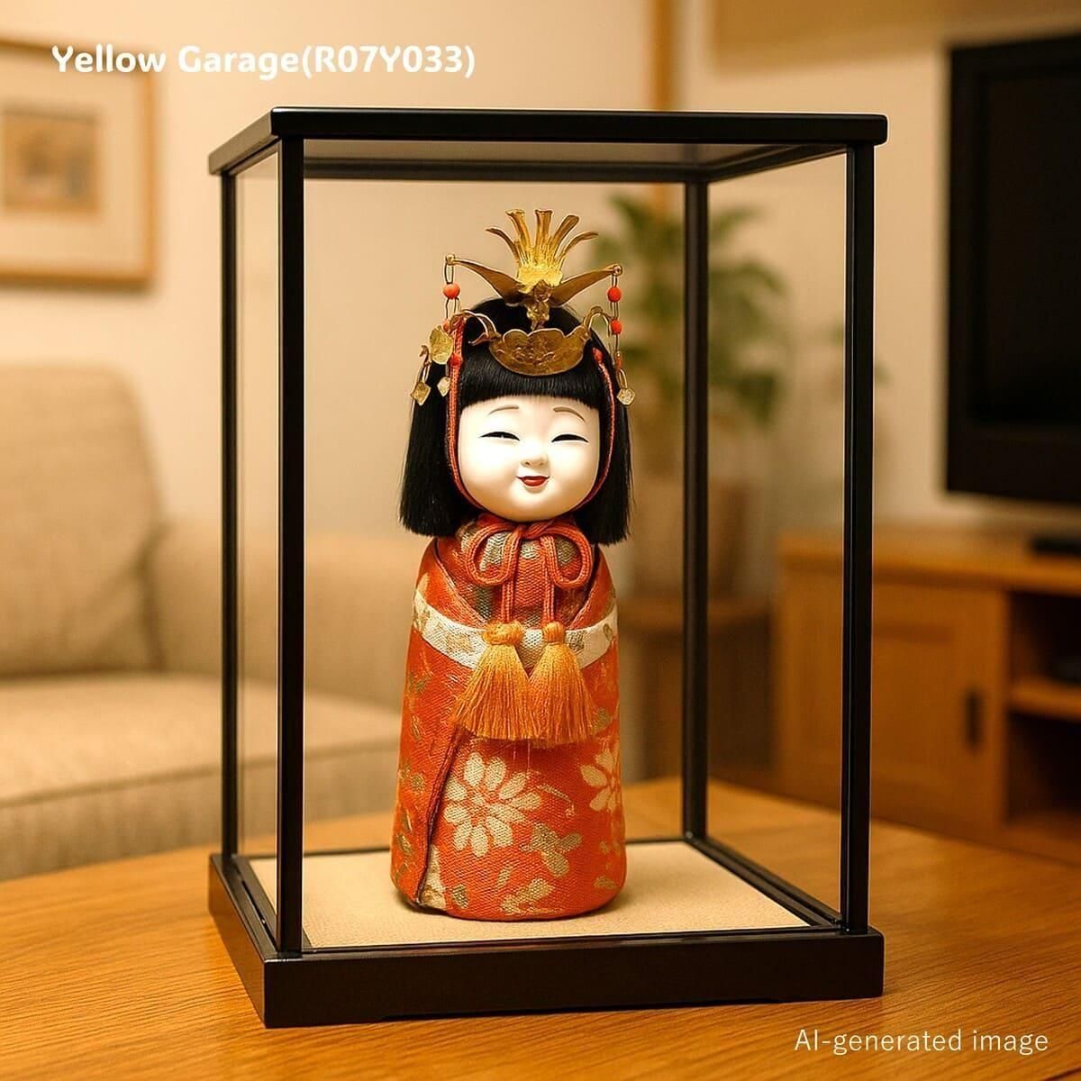 木目込み立ちびな 16cm 日本製 輝く鳳凰冠付き