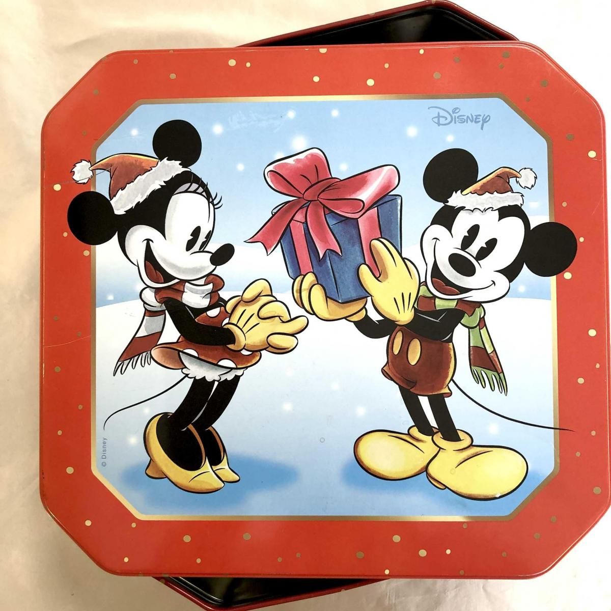 Disney クッキー缶 ミッキー＆ミニー お菓子缶 空き缶 フランス