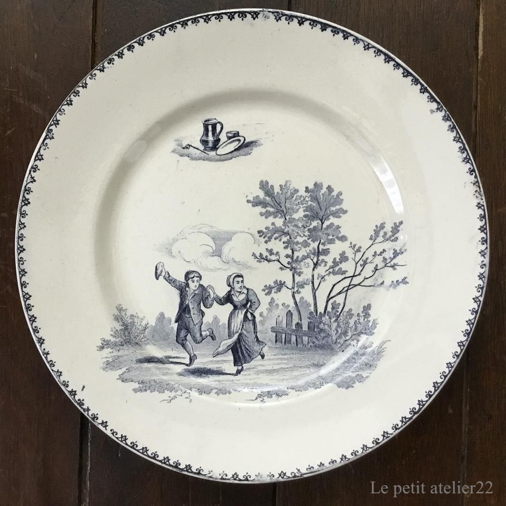 在庫2)(平皿) フランス クレイユ エ モントロー TENIERS アンティーク