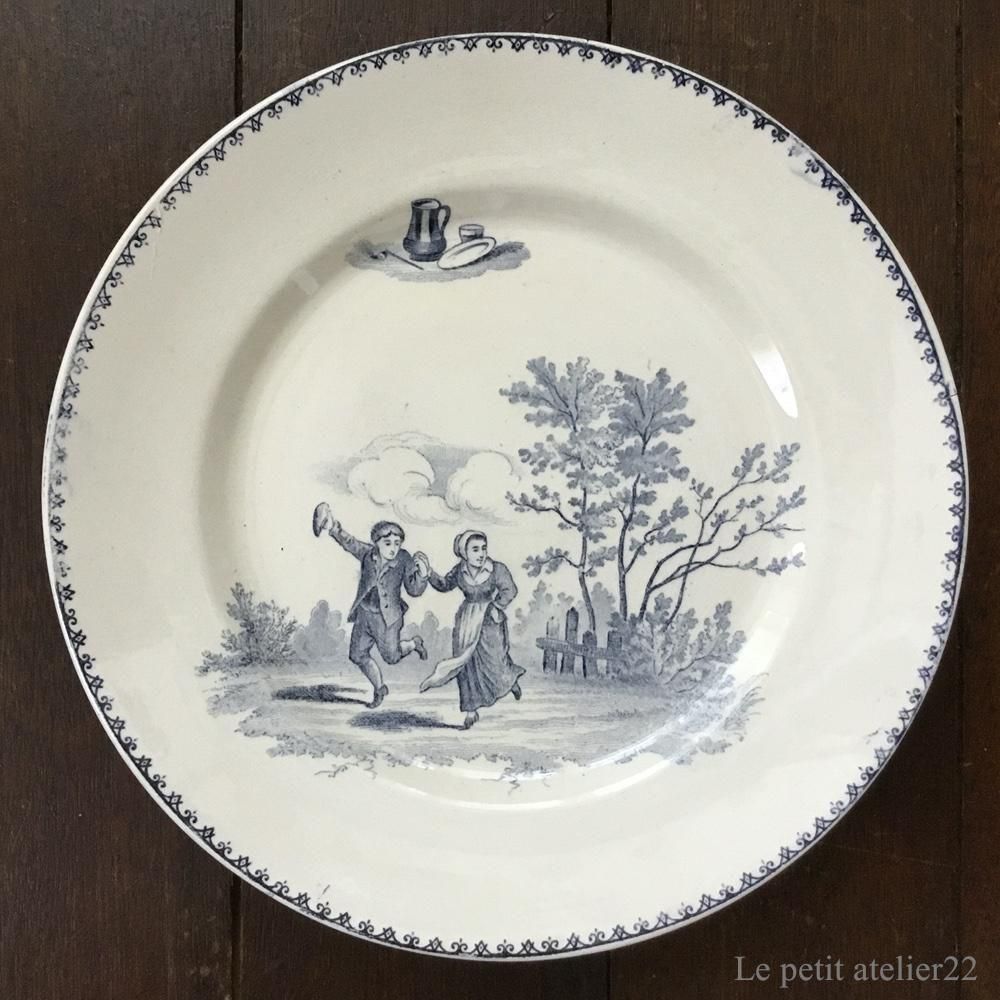 在庫2)(平皿) フランス クレイユ エ モントロー TENIERS アンティーク