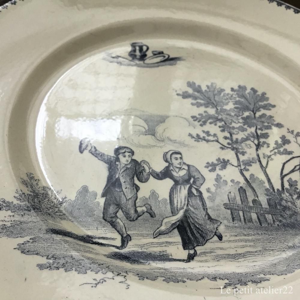 在庫2)(平皿) フランス クレイユ エ モントロー TENIERS アンティーク