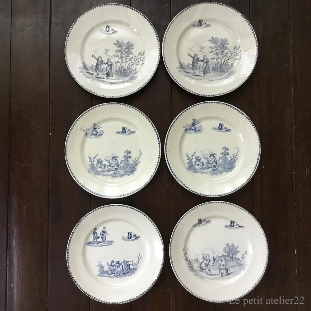 在庫2)(平皿) フランス クレイユ エ モントロー TENIERS アンティーク