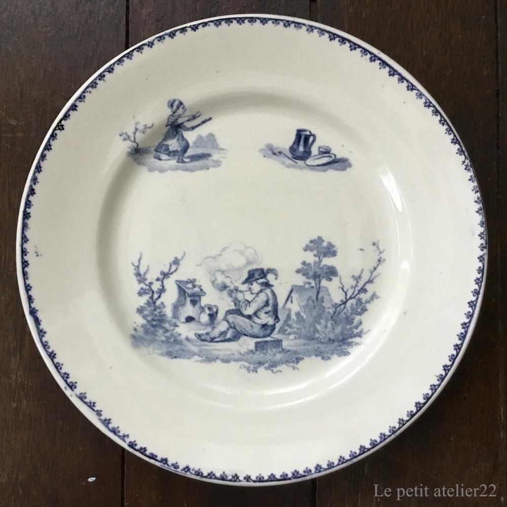 在庫2)(平皿) フランス クレイユ エ モントロー TENIERS アンティーク