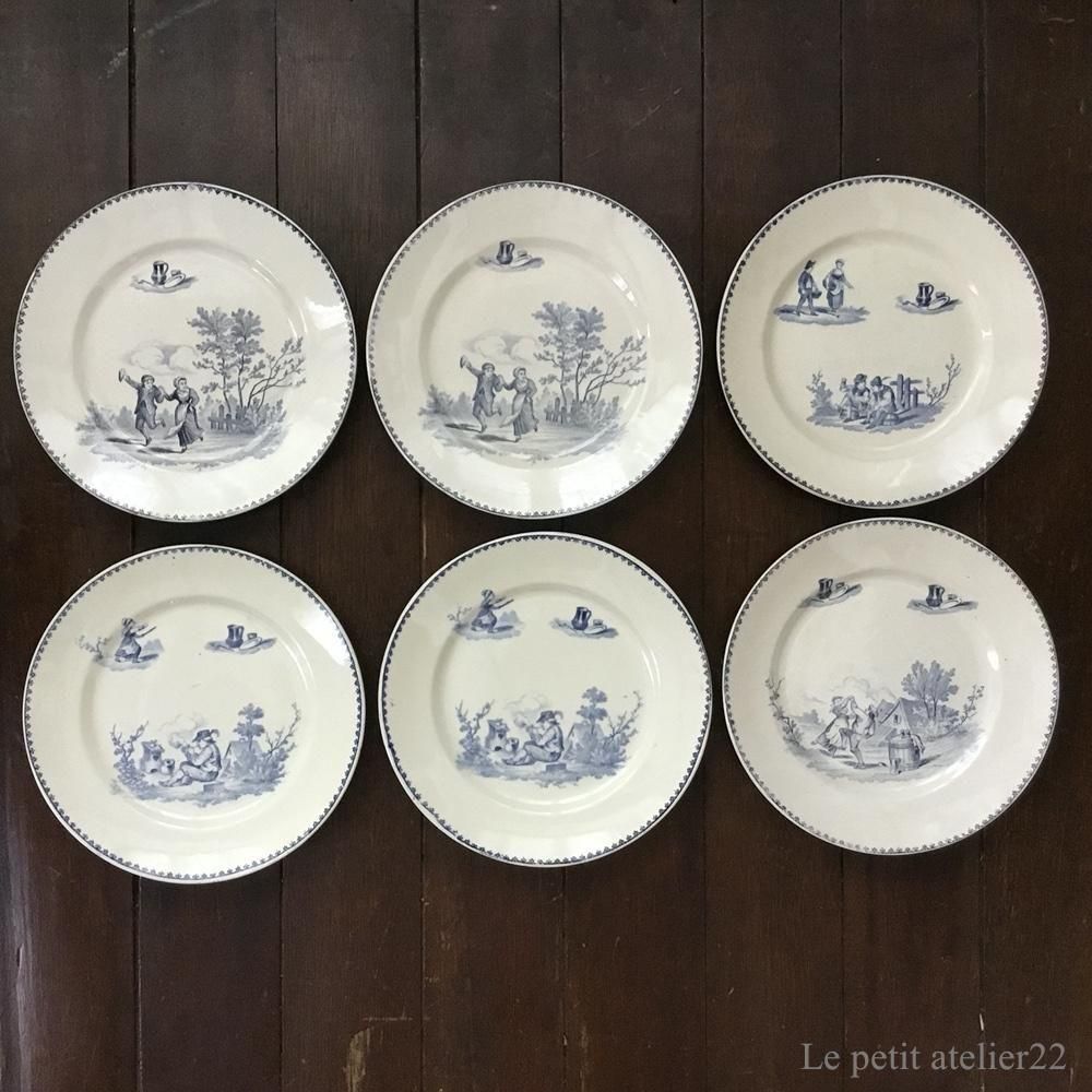 在庫2)(平皿) フランス クレイユ エ モントロー TENIERS アンティーク