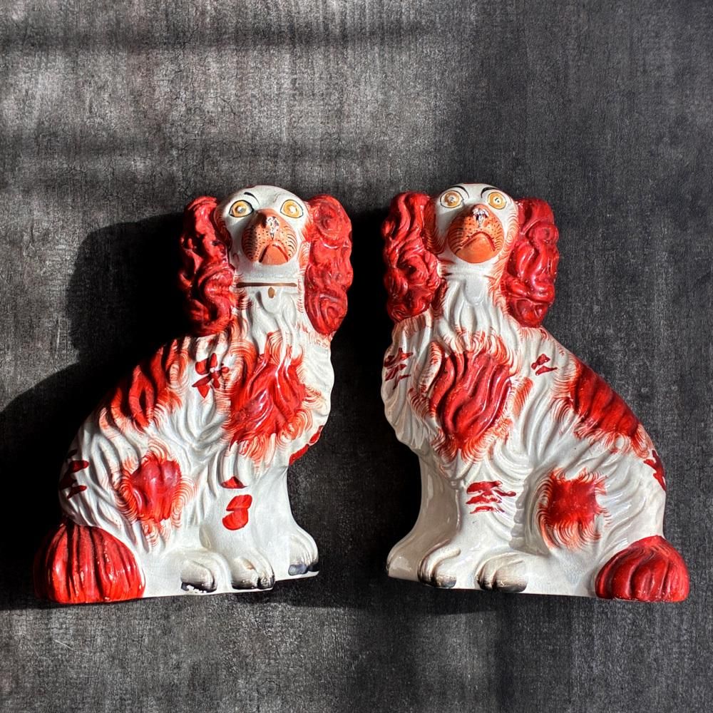 イギリス 1890年代 ヴィクトリアスタッフォードシャードッグペア