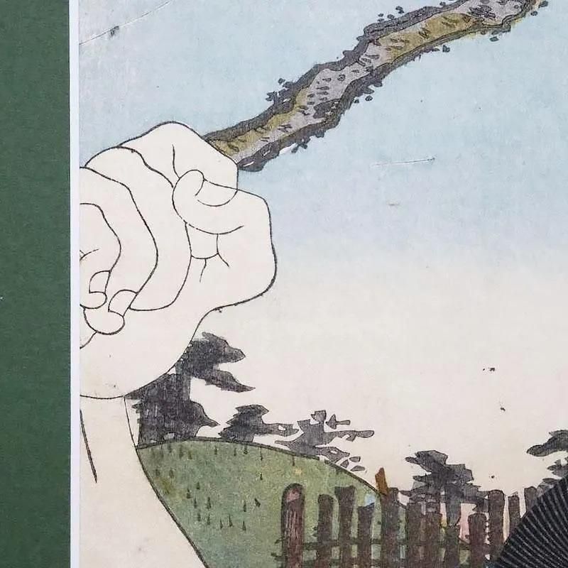 古版画 三代豊国「木曽六十九驛 関ヶ原不破の関」アンティーク 古版画