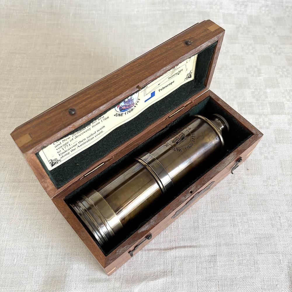 望遠鏡 真鍮製 木製ケース入り Marine Telescope 海洋 ハンドヘルド