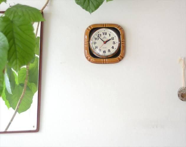 ドイツ製 Meister-Anker きれいなブラウン陶器の壁時計 壁掛け