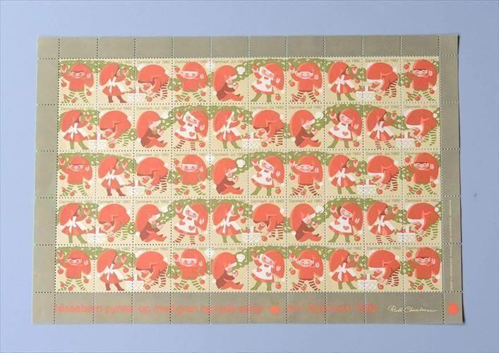 デッドストック デンマーク 1982年 かわいいクリスマスシール 1シート