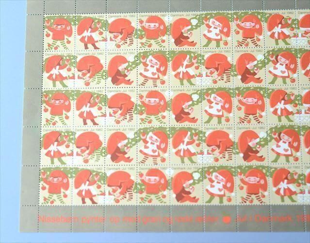 デッドストック デンマーク 1982年 かわいいクリスマスシール 1シート