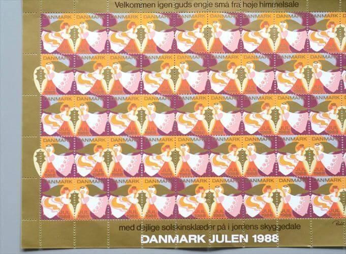 デッドストック デンマーク 1988年 かわいいクリスマスシール 1シート