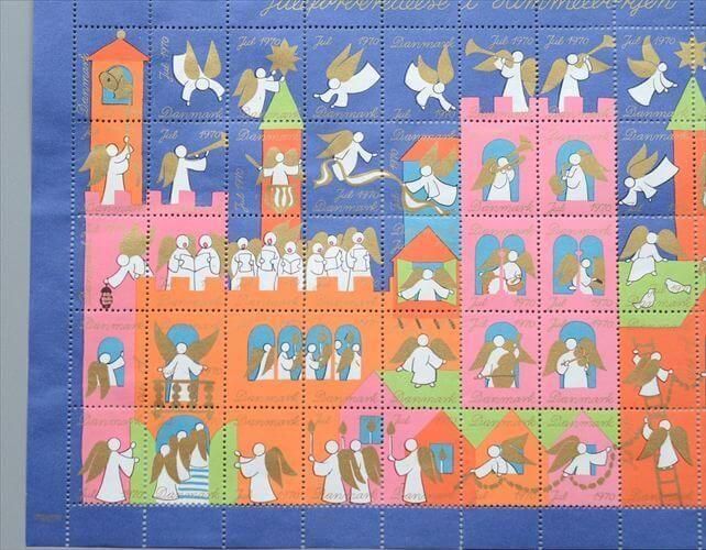 デッドストック デンマーク 1970年 かわいいクリスマスシール 1シート