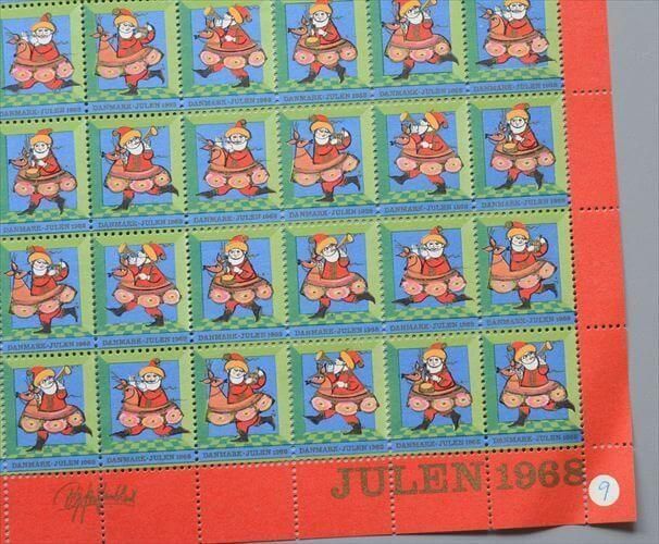 デッドストック デンマーク 1968年 かわいいクリスマスシール 1シート