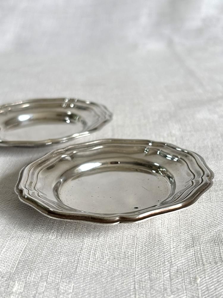 コースター 2個セット グラスコースター 花リム シルバープレート