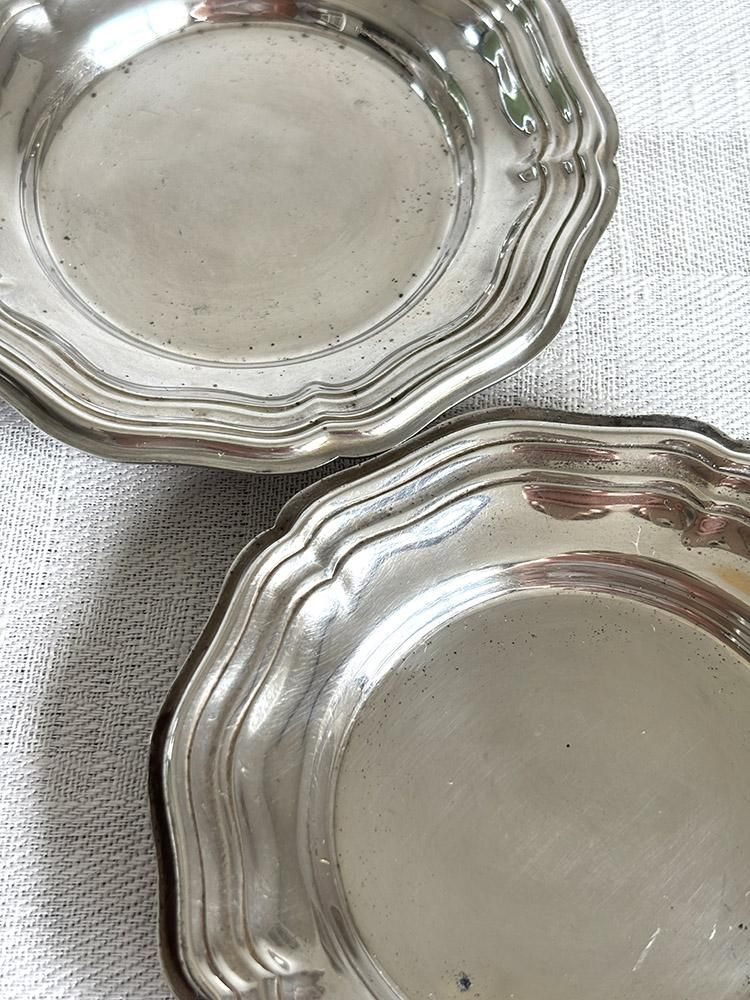 コースター 2個セット グラスコースター 花リム シルバープレート