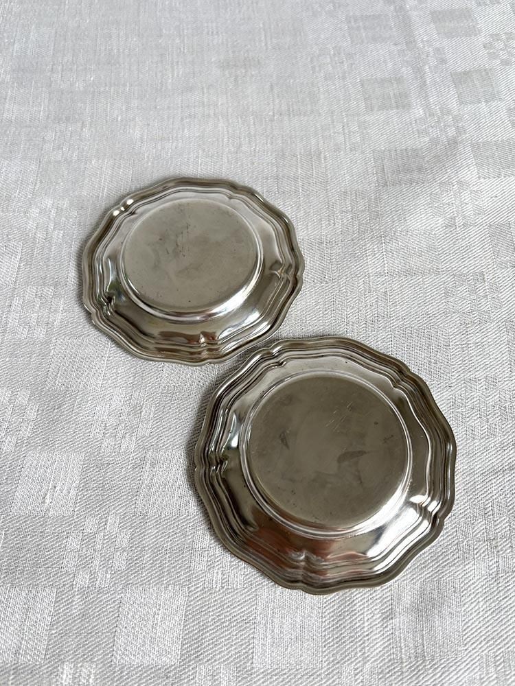 コースター 2個セット グラスコースター 花リム シルバープレート