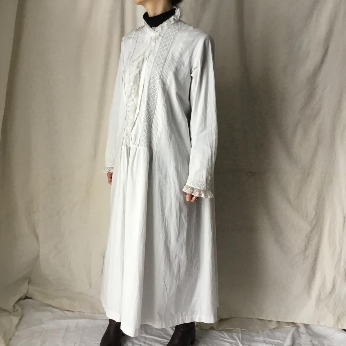 大人用F) フランス アンティーク リネン ワンピース ヴァランシエンヌ