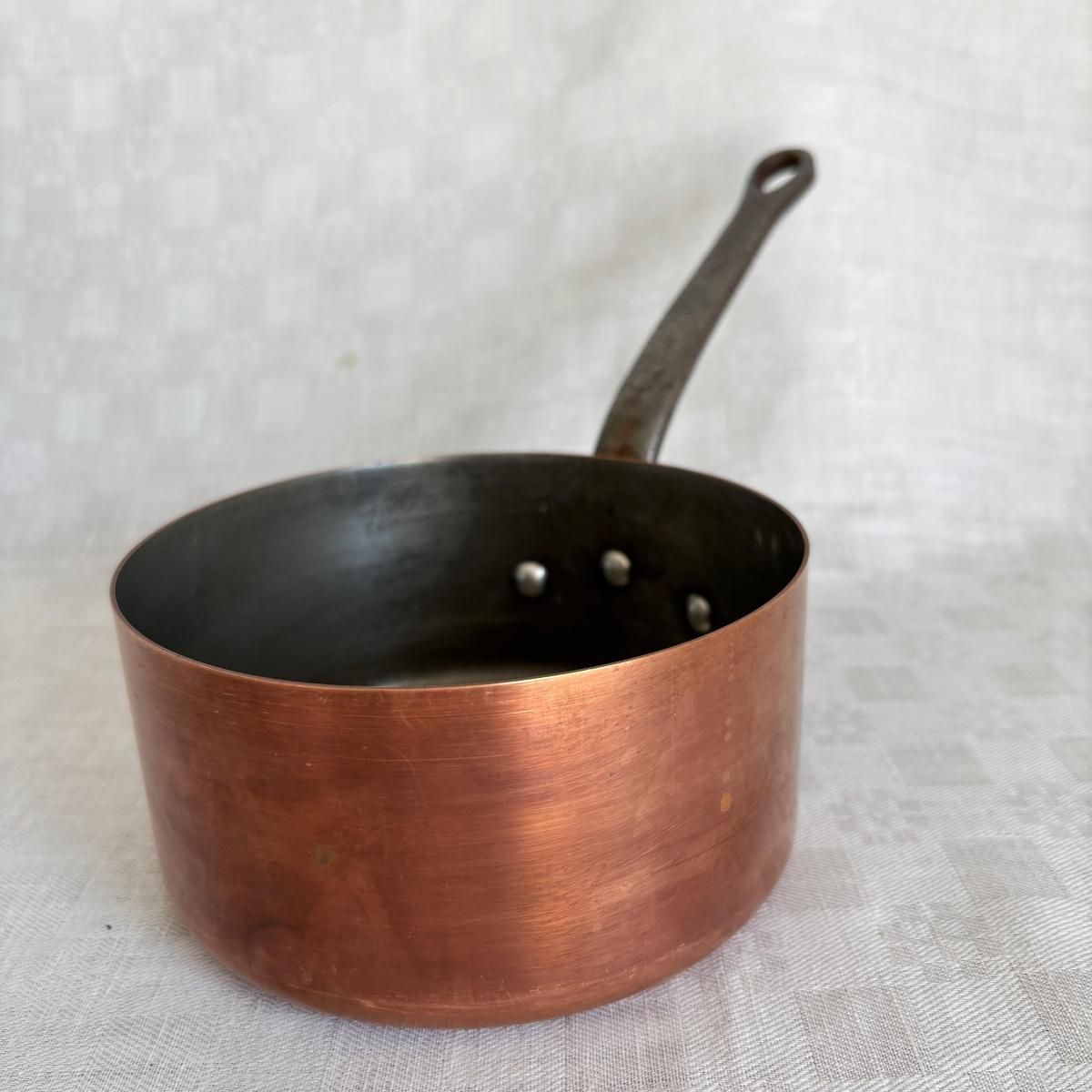 銅片手鍋 フランス本格派 銅鍋 使い勝手の良い厚さ1mm #4直径140mm