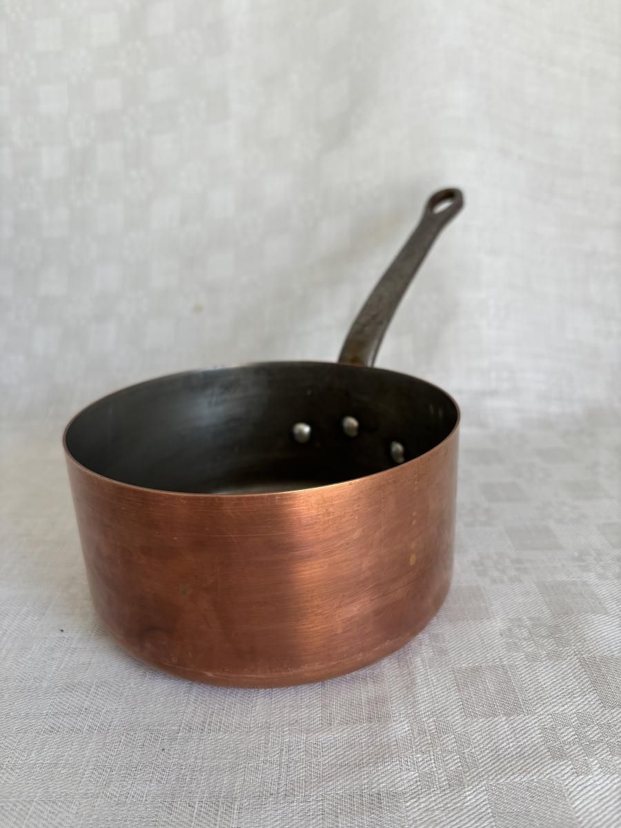 銅片手鍋 フランス本格派 銅鍋 使い勝手の良い厚さ1mm #4直径140mm