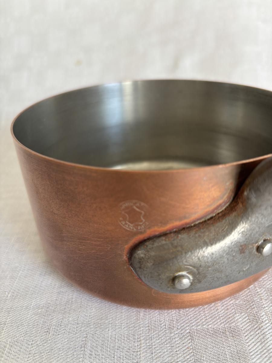 銅片手鍋 フランス本格派 銅鍋 使い勝手の良い厚さ1mm #4直径140mm