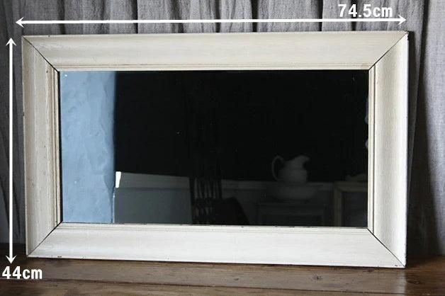 イギリスアンティーク ウォールミラー（鏡） 白 ペイント シャビー