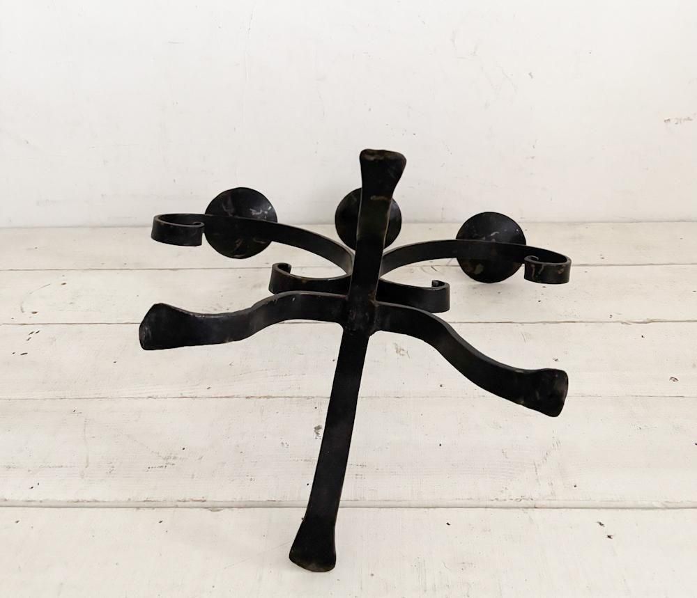 フランスアンティーク3連アイアンキャンドルスタンド1( GA - ot84