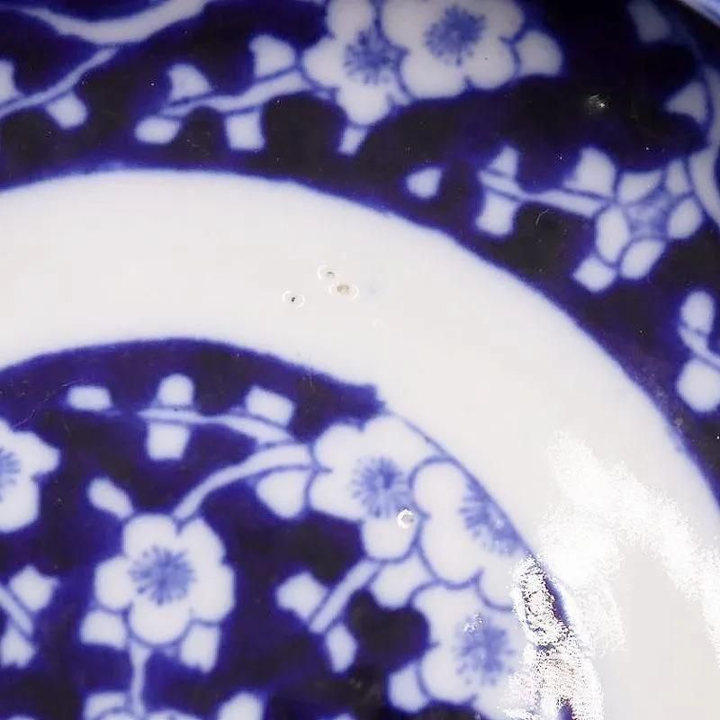 手描き 染付 中皿 深皿 藍色 ベロ藍 呉須 昭和レトロ 普段使い