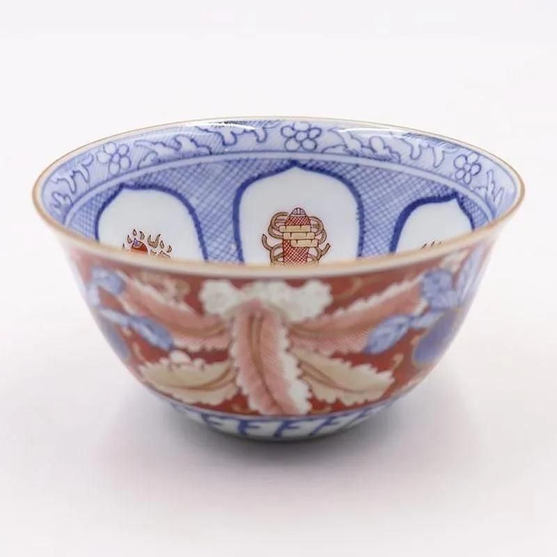 希少 手描き 赤絵 小鉢 碗 細密 レトロモダン 和骨董 和食器