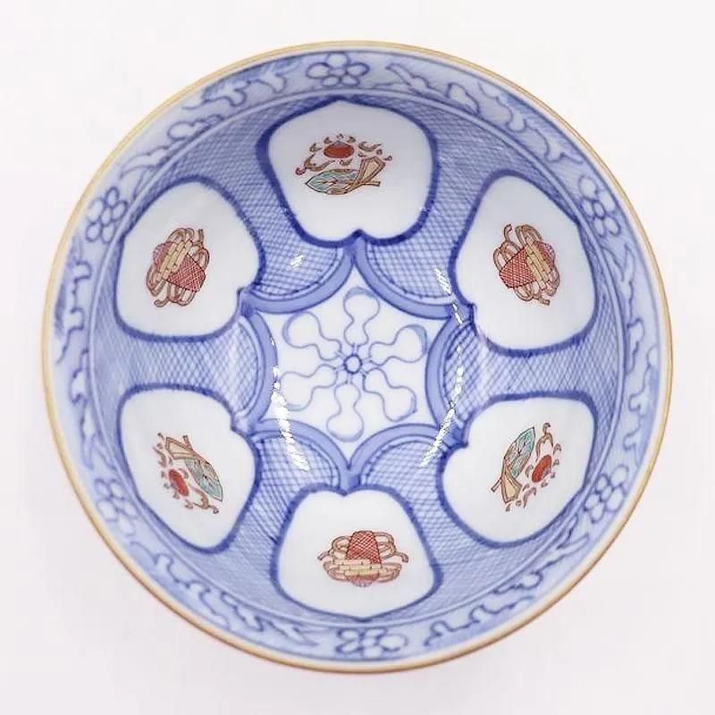 希少 手描き 赤絵 小鉢 碗 細密 レトロモダン 和骨董 和食器