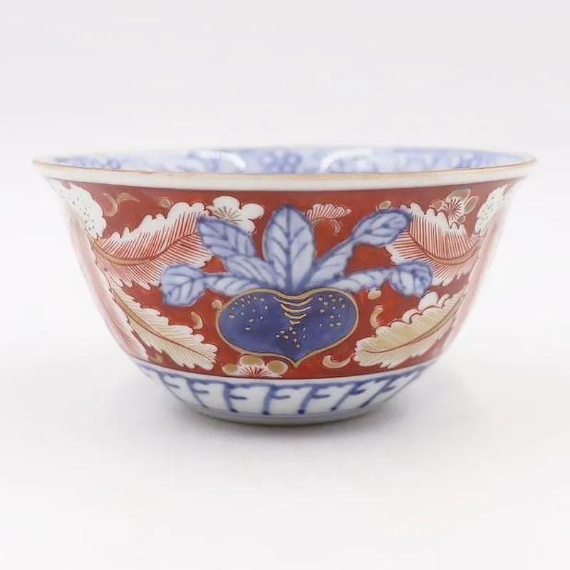 【時代　赤絵　福々字鉢　二客セット　共箱】骨董　アンティーク　インテリア 希少 手描き 赤絵 小鉢 碗 細密 レトロモダン 和骨董 和食器