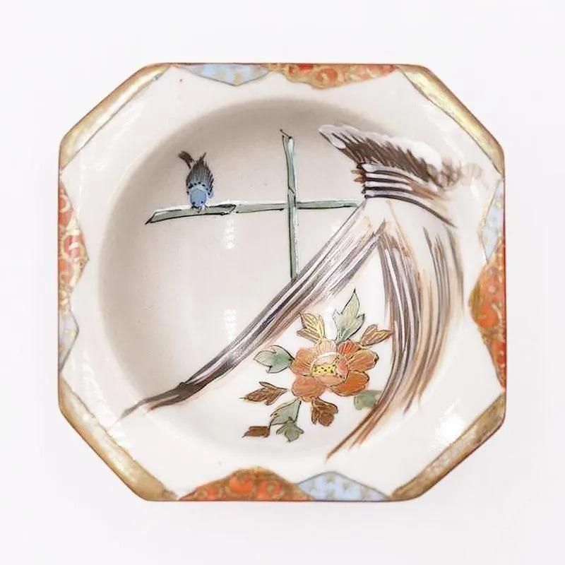 九谷焼 変形 八角 豆皿 手塩皿 明治 大正 骨董 アンティーク