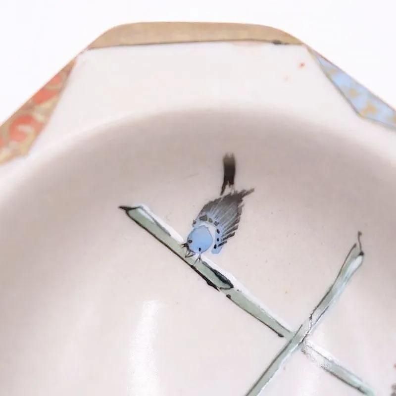 九谷焼 変形 八角 豆皿 手塩皿 明治 大正 骨董 アンティーク