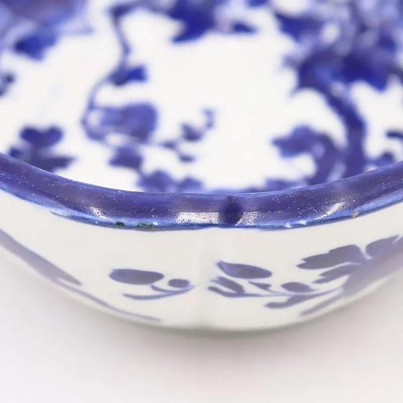 手描き 隅入 染付 中鉢 呉須 藍 紺 盛り鉢 飾り鉢 アンティーク 骨董