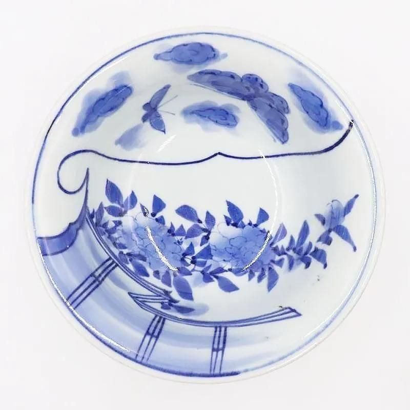 手描き 染付 中鉢 呉須 藍 紺 盛り鉢 飾り鉢 アンティーク 骨董 日本製