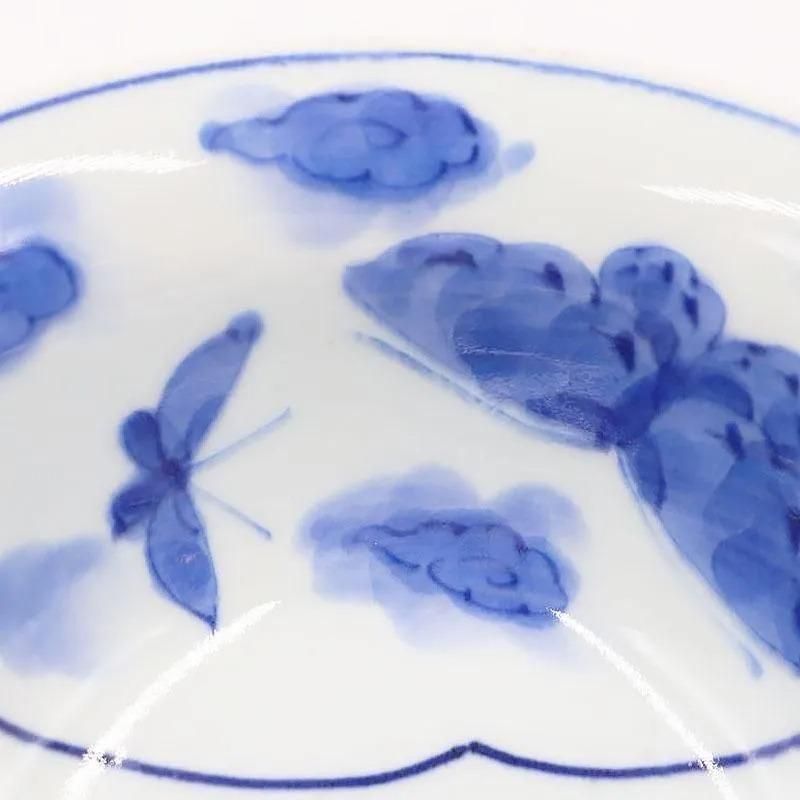 手描き 染付 中鉢 呉須 藍 紺 盛り鉢 飾り鉢 アンティーク 骨董 日本製