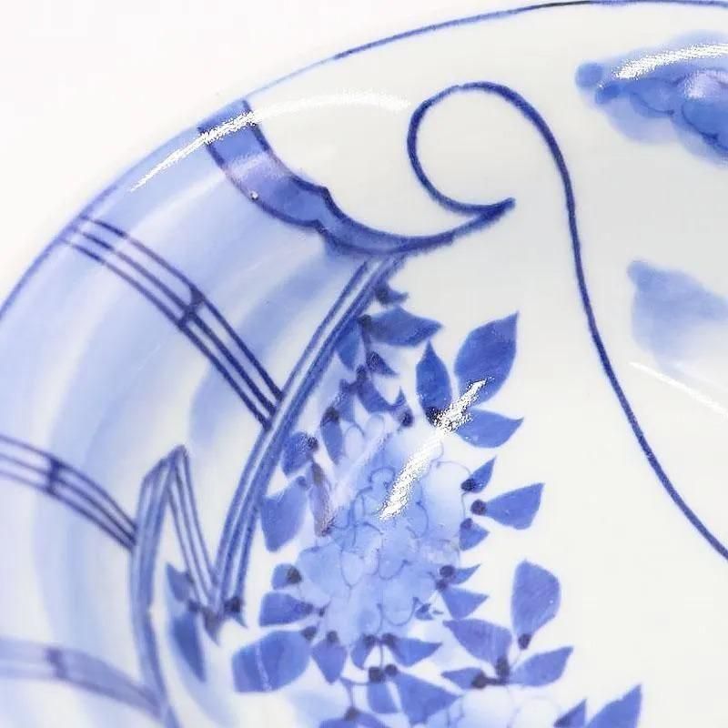 手描き 染付 中鉢 呉須 藍 紺 盛り鉢 飾り鉢 アンティーク 骨董 日本製