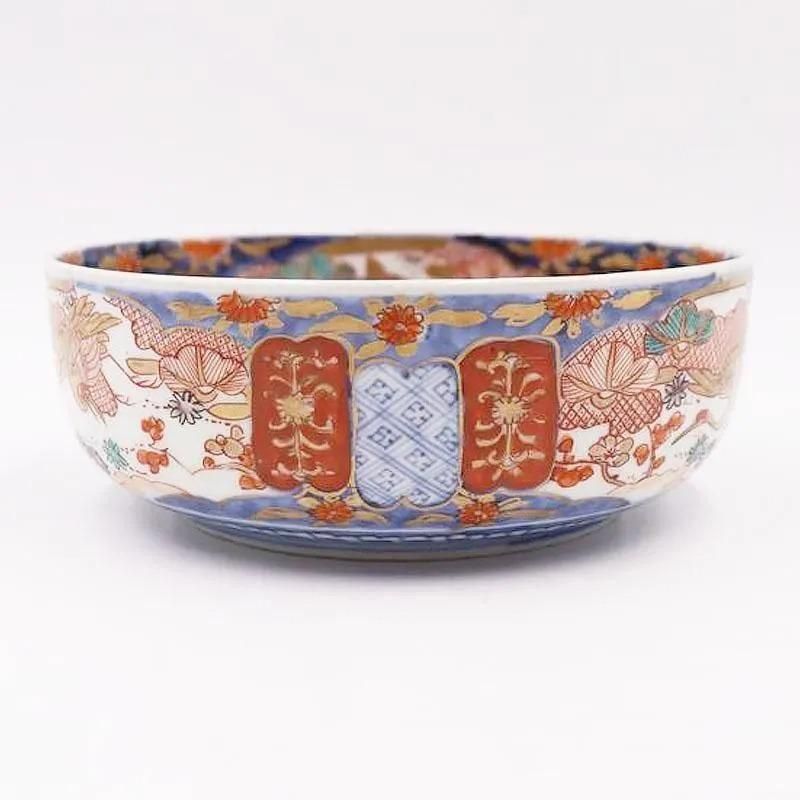 手描き 色絵 中鉢 飾り鉢 盛り鉢 アンティーク 和骨董 日本 カラフル