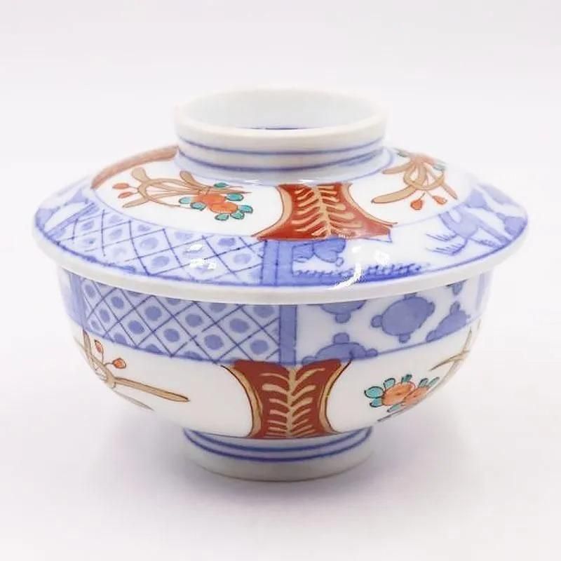 色絵 赤絵 蓋碗 蓋茶碗 かわいい カラフル 大正 骨董 アンティーク 和